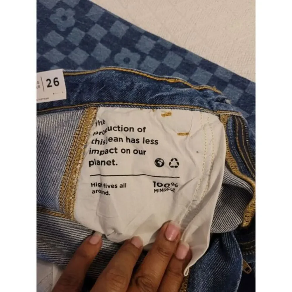 Pacsun Jeans Womens 26 Patchwork Floral Wide Leg Carpenter Raw‎ Hem Denim Retro